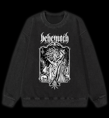 Behemoth Dark Metal Design Vintage Washed 100% Cotton Sweatshirt - TheDrunkShark