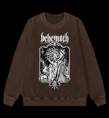 Behemoth Dark Metal Design Vintage Washed 100% Cotton Sweatshirt - TheDrunkShark