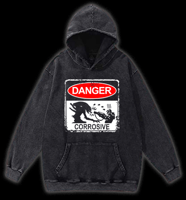 Beware Of Xenomorph Vintage Washed 100% Cotton Hoodie - TheDrunkShark