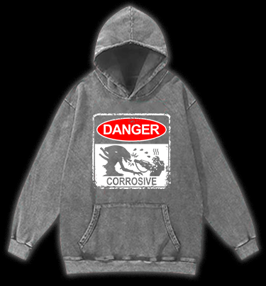 Beware Of Xenomorph Vintage Washed 100% Cotton Hoodie - TheDrunkShark