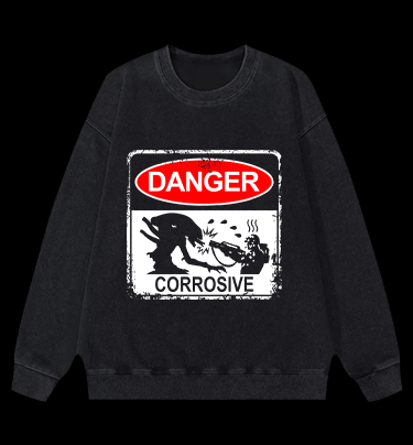 Beware Of Xenomorph Vintage Washed 100% Cotton Sweatshirt - TheDrunkShark