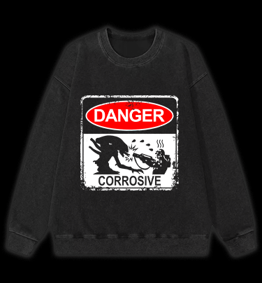 Beware Of Xenomorph Vintage Washed 100% Cotton Sweatshirt - TheDrunkShark