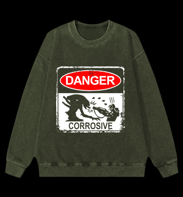 Beware Of Xenomorph Vintage Washed 100% Cotton Sweatshirt - TheDrunkShark