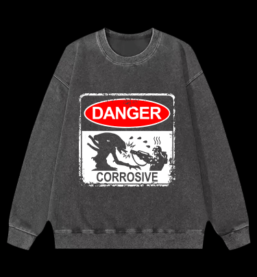 Beware Of Xenomorph Vintage Washed 100% Cotton Sweatshirt - TheDrunkShark
