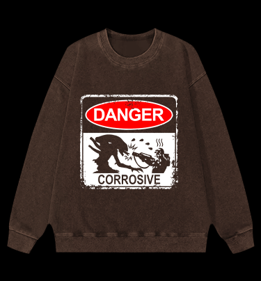 Beware Of Xenomorph Vintage Washed 100% Cotton Sweatshirt - TheDrunkShark