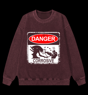 Beware Of Xenomorph Vintage Washed 100% Cotton Sweatshirt - TheDrunkShark