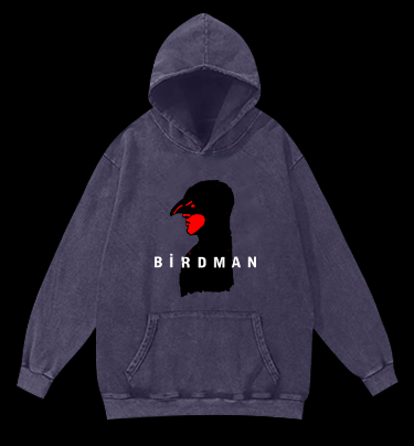 Bird Man Vintage Washed 100% Cotton Hoodie - TheDrunkShark