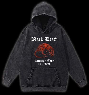 Black Death Mouse Vintage Washed 100% Cotton Hoodie - TheDrunkShark