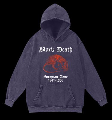 Black Death Mouse Vintage Washed 100% Cotton Hoodie - TheDrunkShark