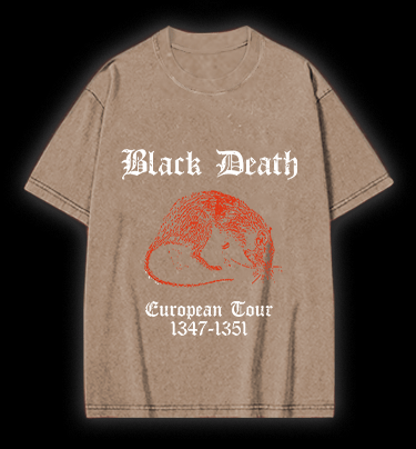 Black Death Mouse Vintage Washed 100% Cotton T-Shirt - TheDrunkShark