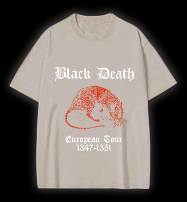 Black Death Mouse Vintage Washed 100% Cotton T-Shirt - TheDrunkShark