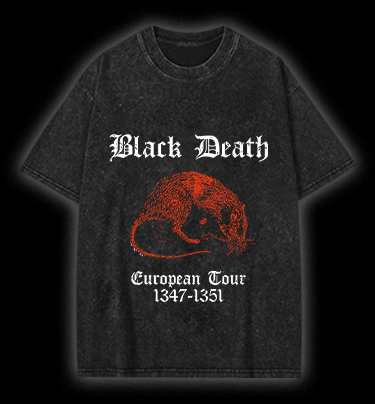 Black Death Mouse Vintage Washed 100% Cotton T-Shirt - TheDrunkShark