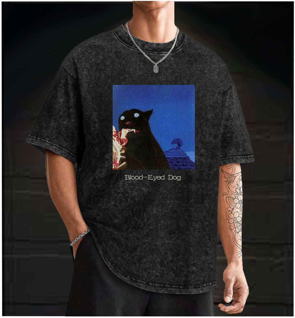  Blood - Eyed Dog  Vintage Washed 100% Cotton T-Shirt - TheDrunkShark