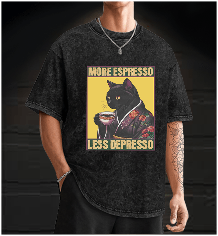 Caffeine Down Depression Vintage Washed 100% Cotton T-Shirt - TheDrunkShark