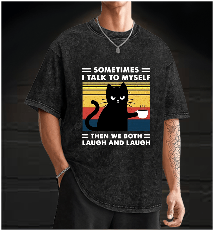  Cat Chats  Vintage Washed 100% Cotton T-Shirt - TheDrunkShark