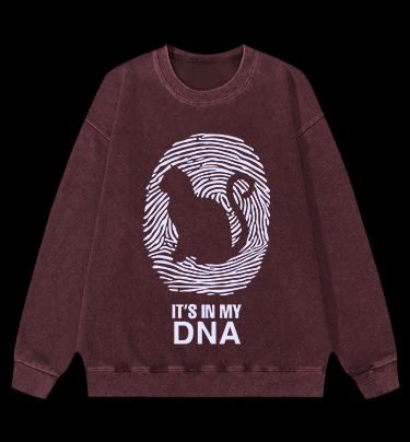 Cat In My DNA Vintage Washed 100% Cotton Sweatshirt - TheDrunkShark