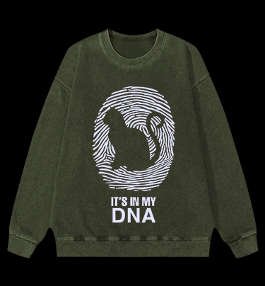 Cat In My DNA Vintage Washed 100% Cotton Sweatshirt - TheDrunkShark