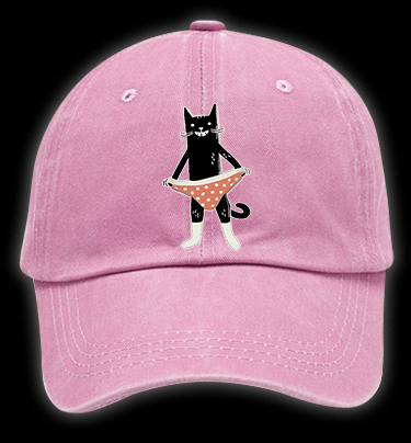 Cat In Underwear Vintage Washed 100% Cotton Baseball Hat - TheDrunkShark