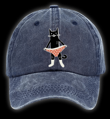 Cat In Underwear Vintage Washed 100% Cotton Baseball Hat - TheDrunkShark