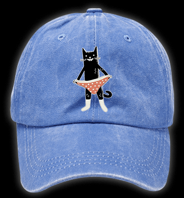 Cat In Underwear Vintage Washed 100% Cotton Baseball Hat - TheDrunkShark