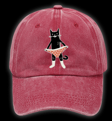 Cat In Underwear Vintage Washed 100% Cotton Baseball Hat - TheDrunkShark