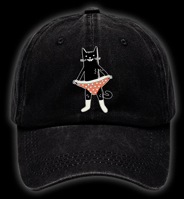 Cat In Underwear Vintage Washed 100% Cotton Baseball Hat - TheDrunkShark