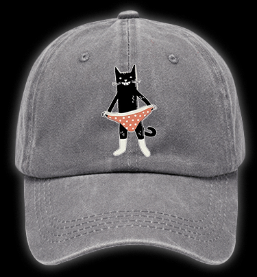 Cat In Underwear Vintage Washed 100% Cotton Baseball Hat - TheDrunkShark