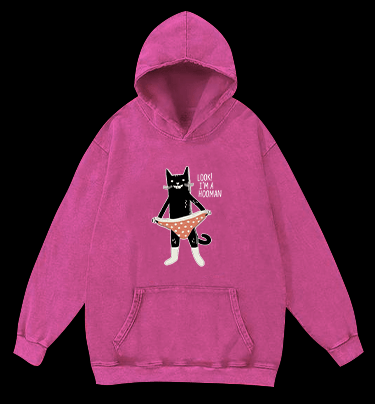 Cat In Underwear Vintage Washed 100% Cotton Hoodie - TheDrunkShark