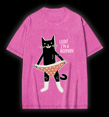 Cat In Underwear Vintage Washed 100% Cotton T-Shirt - TheDrunkShark