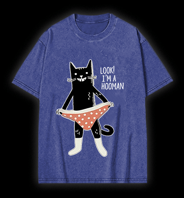 Cat In Underwear Vintage Washed 100% Cotton T-Shirt - TheDrunkShark