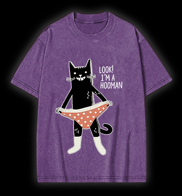 Cat In Underwear Vintage Washed 100% Cotton T-Shirt - TheDrunkShark