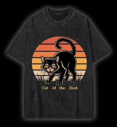  Cat of the Dusk Vintage Washed 100% Cotton T-Shirt - TheDrunkShark