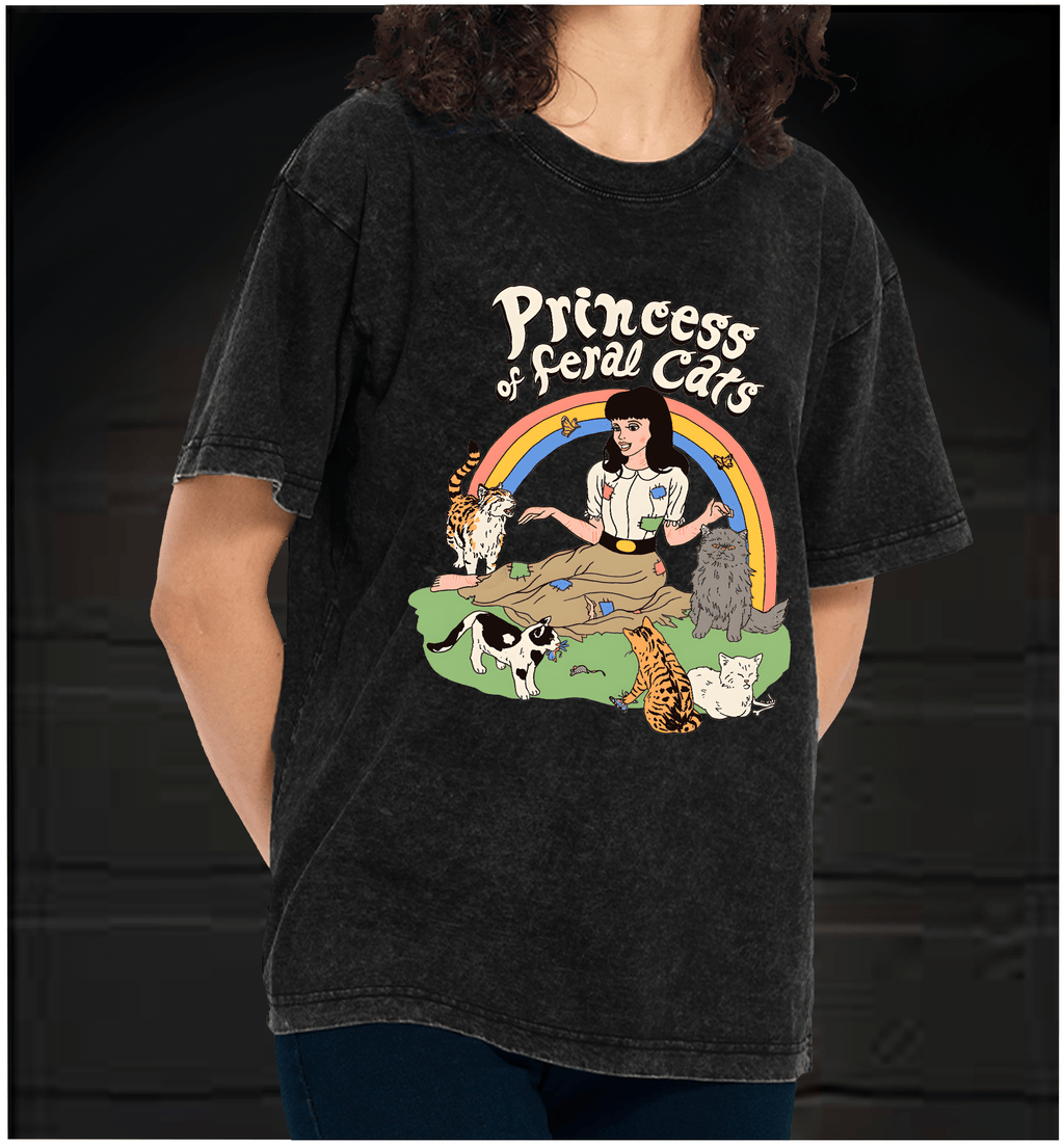 Cat Princess Fun Vintage Washed 100% Cotton T-Shirt - TheDrunkShark