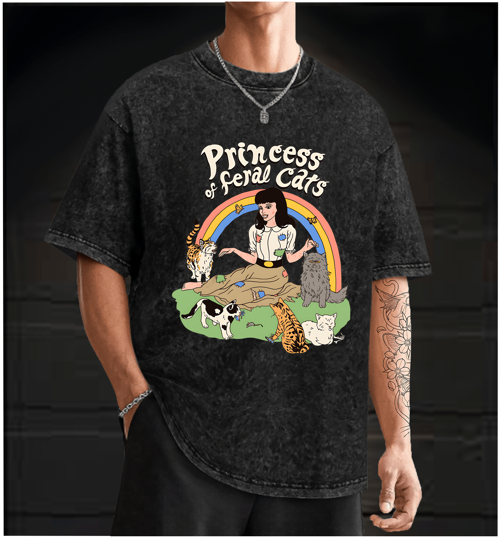 Cat Princess Fun Vintage Washed 100% Cotton T-Shirt - TheDrunkShark