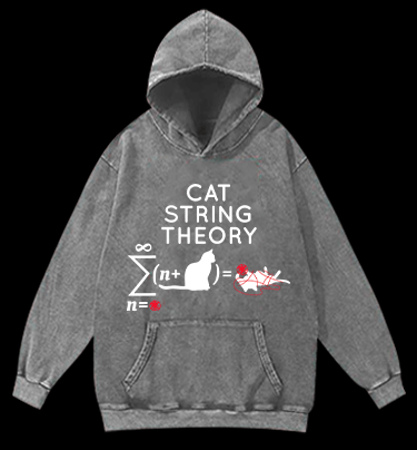 Cat String Theory Vintage Washed 100% Cotton Hoodie - TheDrunkShark