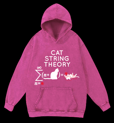 Cat String Theory Vintage Washed 100% Cotton Hoodie - TheDrunkShark