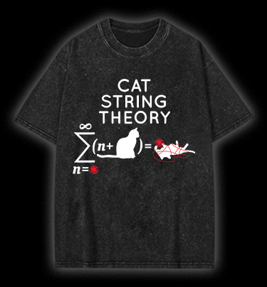 Cat String Theory Vintage Washed 100% Cotton T-Shirt - TheDrunkShark