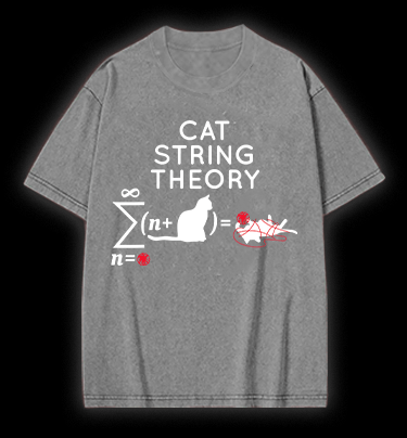 Cat String Theory Vintage Washed 100% Cotton T-Shirt - TheDrunkShark
