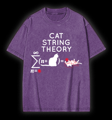 Cat String Theory Vintage Washed 100% Cotton T-Shirt - TheDrunkShark