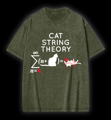 Cat String Theory Vintage Washed 100% Cotton T-Shirt - TheDrunkShark