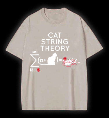 Cat String Theory Vintage Washed 100% Cotton T-Shirt - TheDrunkShark