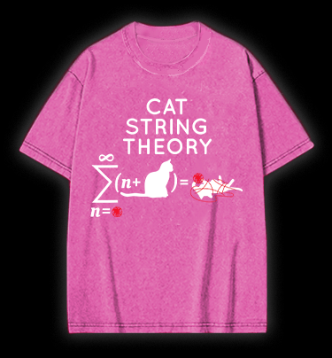 Cat String Theory Vintage Washed 100% Cotton T-Shirt - TheDrunkShark