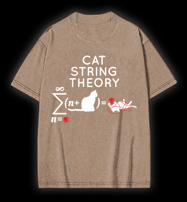 Cat String Theory Vintage Washed 100% Cotton T-Shirt - TheDrunkShark