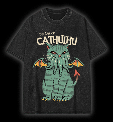  Cathulhu Awakens  Vintage Washed 100% Cotton T-Shirt - TheDrunkShark