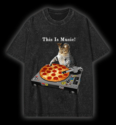  Cat's Music  Vintage Washed 100% Cotton T-Shirt - TheDrunkShark