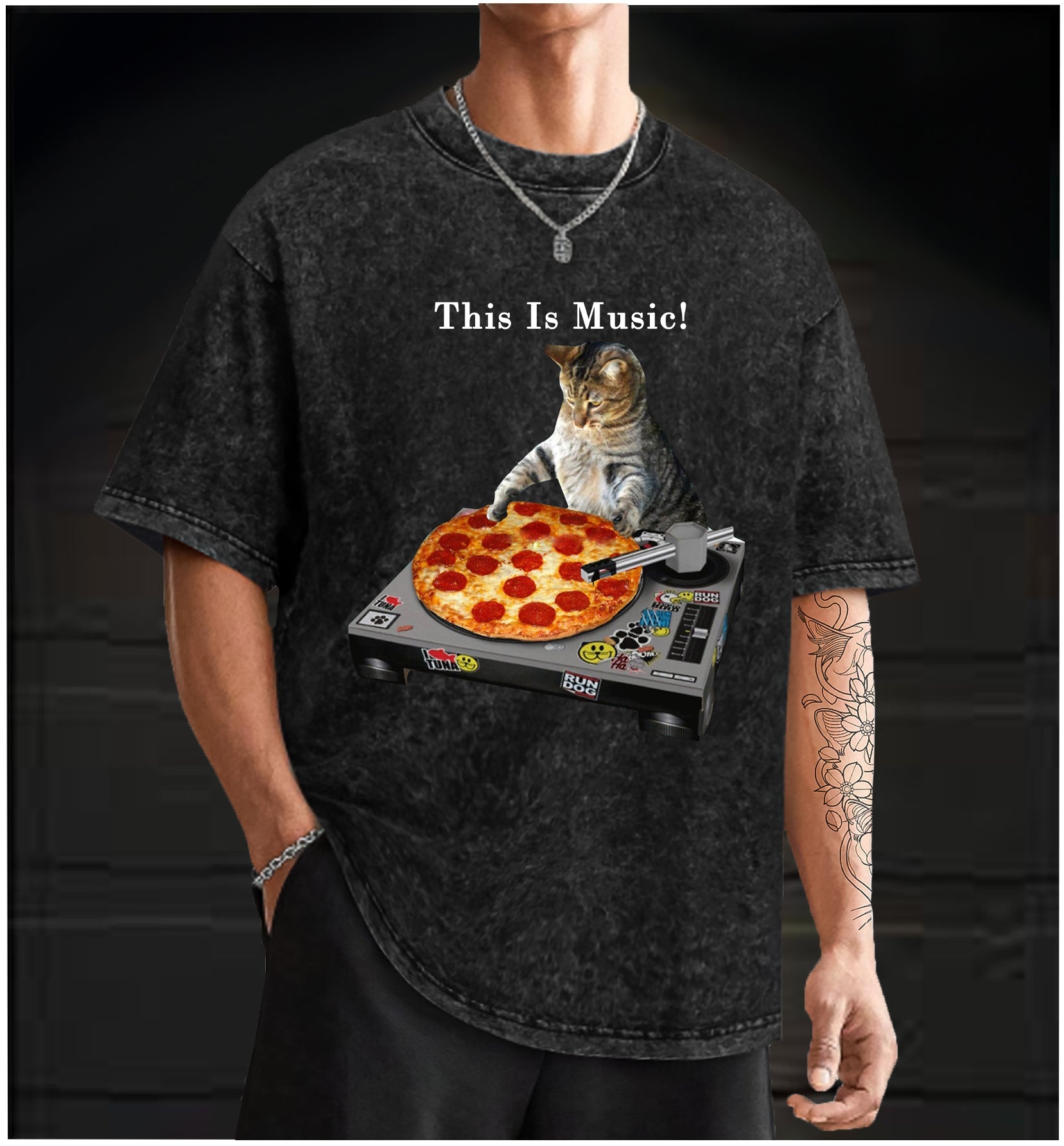  Cat's Music  Vintage Washed 100% Cotton T-Shirt - TheDrunkShark