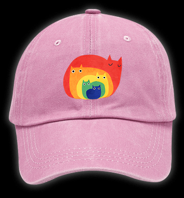 Cat's Rainbow Style Vintage Washed 100% Cotton Baseball Hat - TheDrunkShark