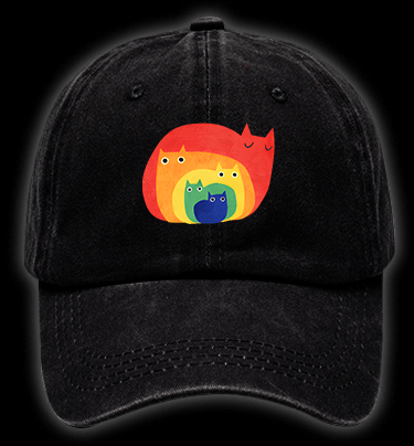 Cat's Rainbow Style Vintage Washed 100% Cotton Baseball Hat - TheDrunkShark