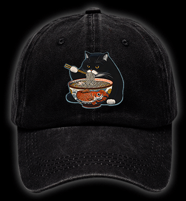 Cat??£¤s Ramen FeastVintage Vintage Washed 100% Cotton Baseball Hat - TheDrunkShark