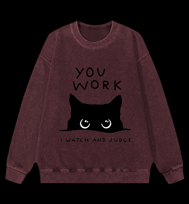 Cat??¡ê¡ès Silent Watch Vintage Washed 100% Cotton Sweatshirt - TheDrunkShark